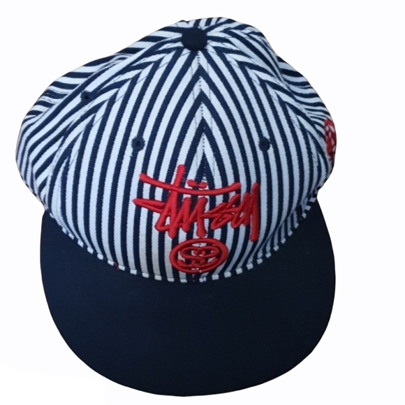Stussy Accessories - Blue and White Stussy Cap Red Logo